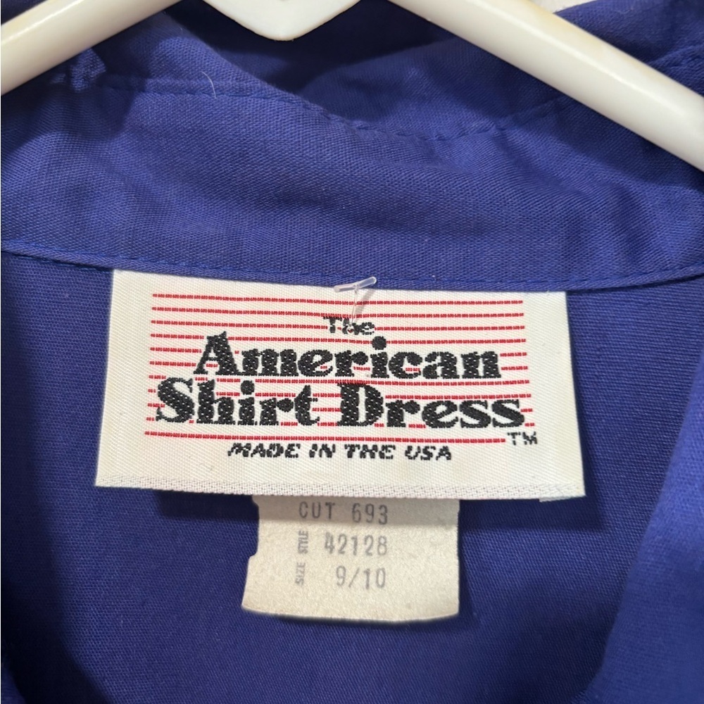 Vintage 80s The American Shirt Dress Blue Button Down Fit & Flare Size 9 10 USA - Picture 3 of 6